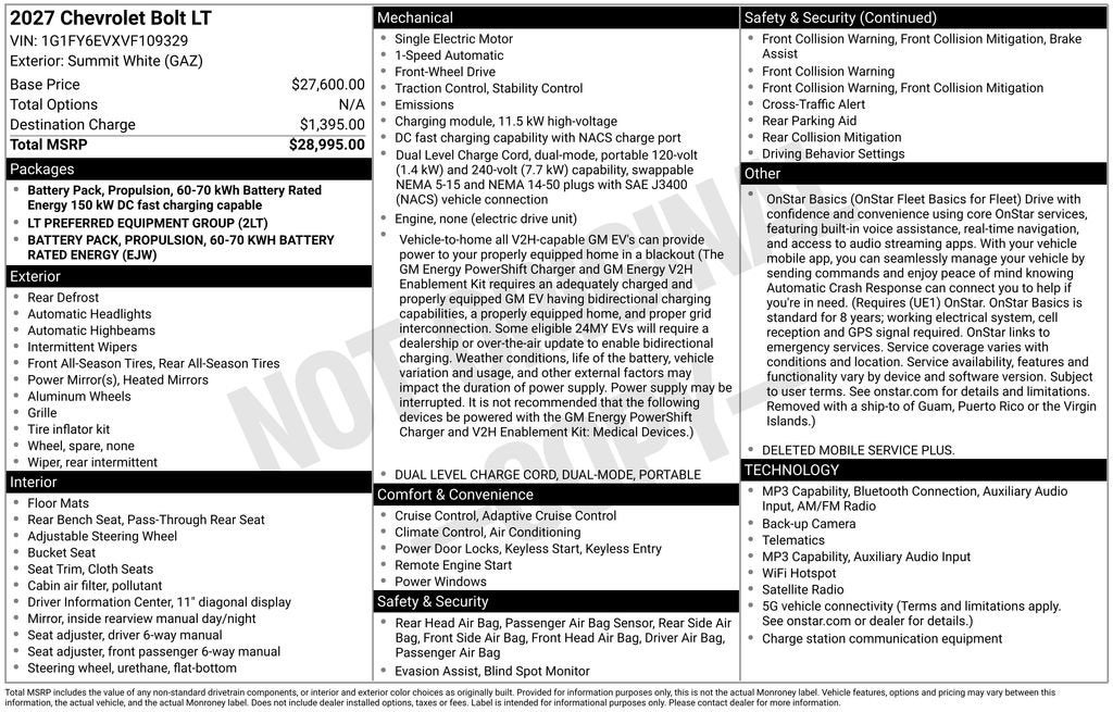2027 Chevrolet Bolt LT