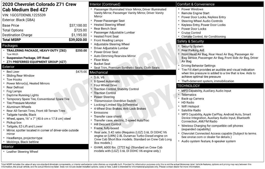 2020 Chevrolet Colorado 4WD Z71