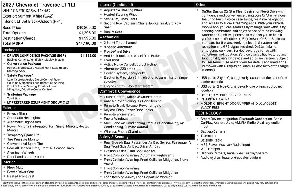 2027 Chevrolet Traverse LT