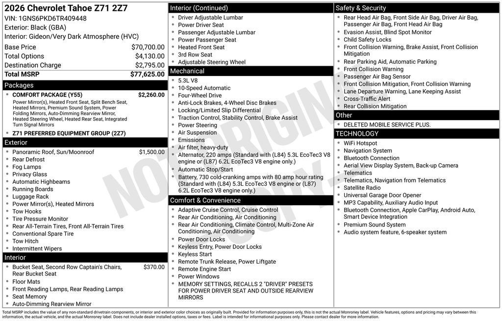 2026 Chevrolet Tahoe Z71