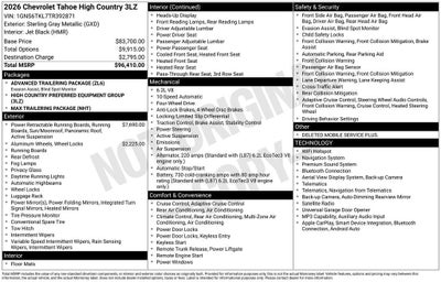 2026 Chevrolet Tahoe High Country