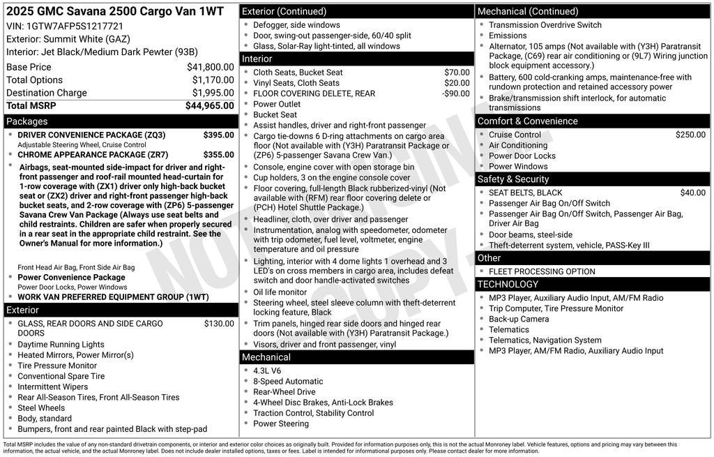 2025 GMC Savana Cargo Work Van