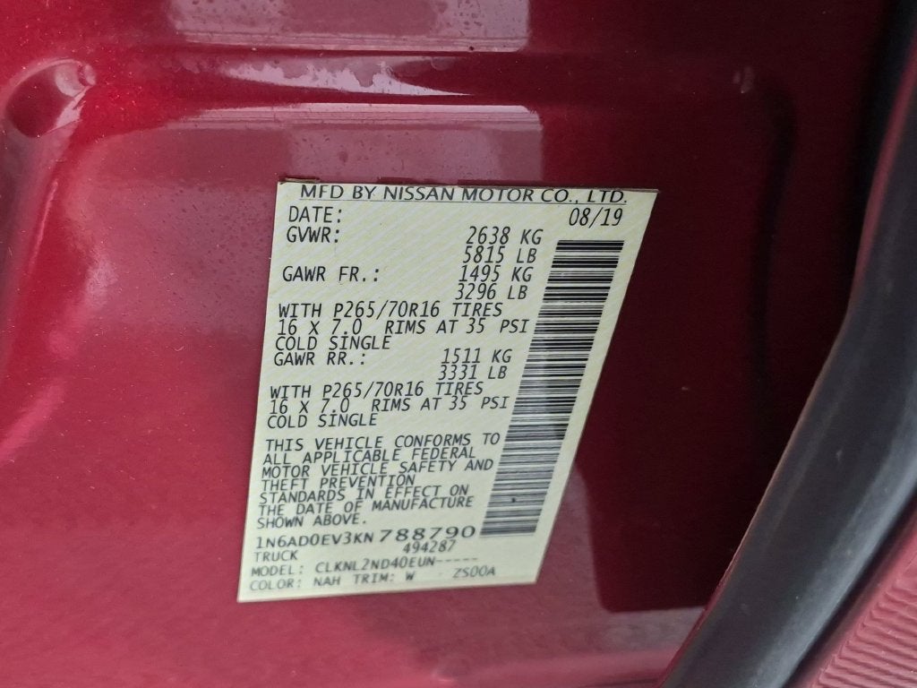 2019 Nissan Frontier SV