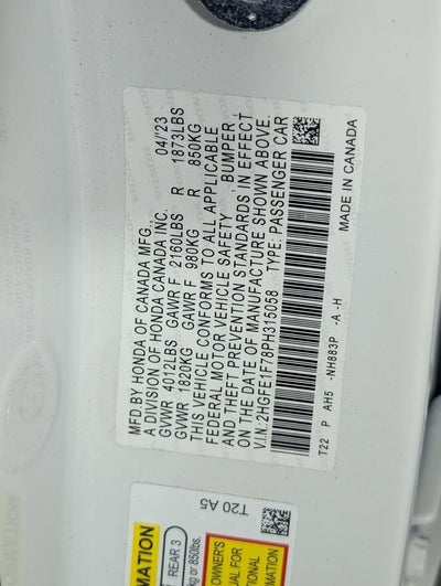 2023 Honda Civic Sedan EX w/o BSI