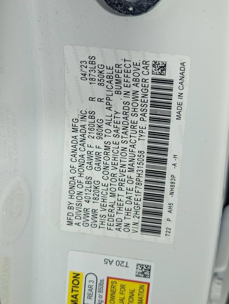 2023 Honda Civic Sedan EX w/o BSI