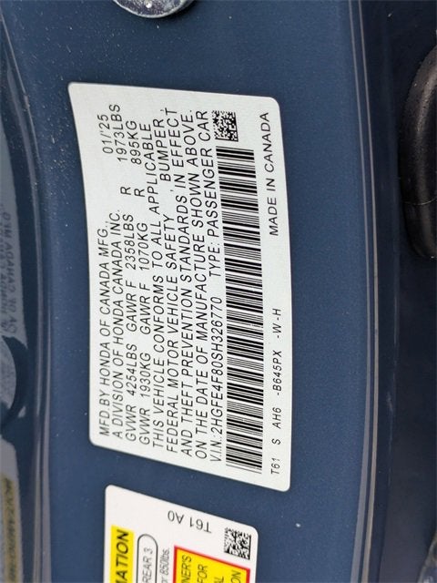 2025 Honda Civic Sedan Hybrid Sport