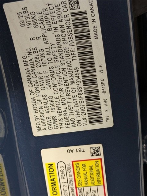 2025 Honda Civic Sedan Hybrid Sport