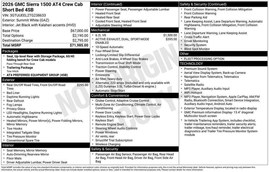 2026 GMC Sierra 1500 AT4