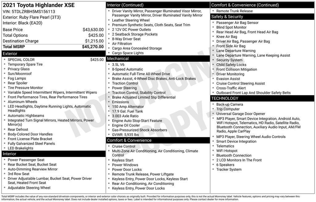 2021 Toyota Highlander XSE