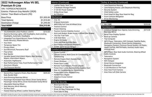 2022 Volkswagen Atlas 3.6L V6 SEL Premium R-Line