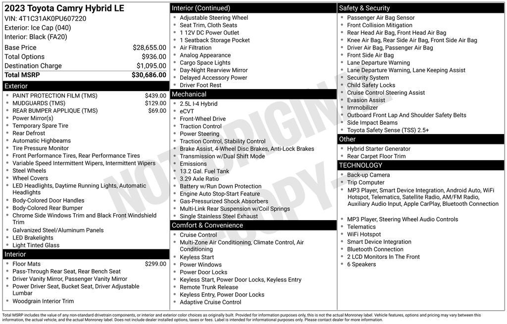 2023 Toyota Camry Hybrid LE