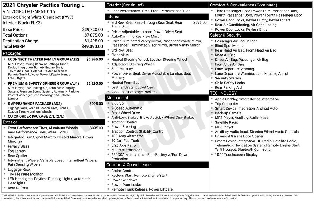 2021 Chrysler Pacifica Touring L