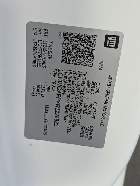 2024 Chevrolet Express Cargo 2500 WT