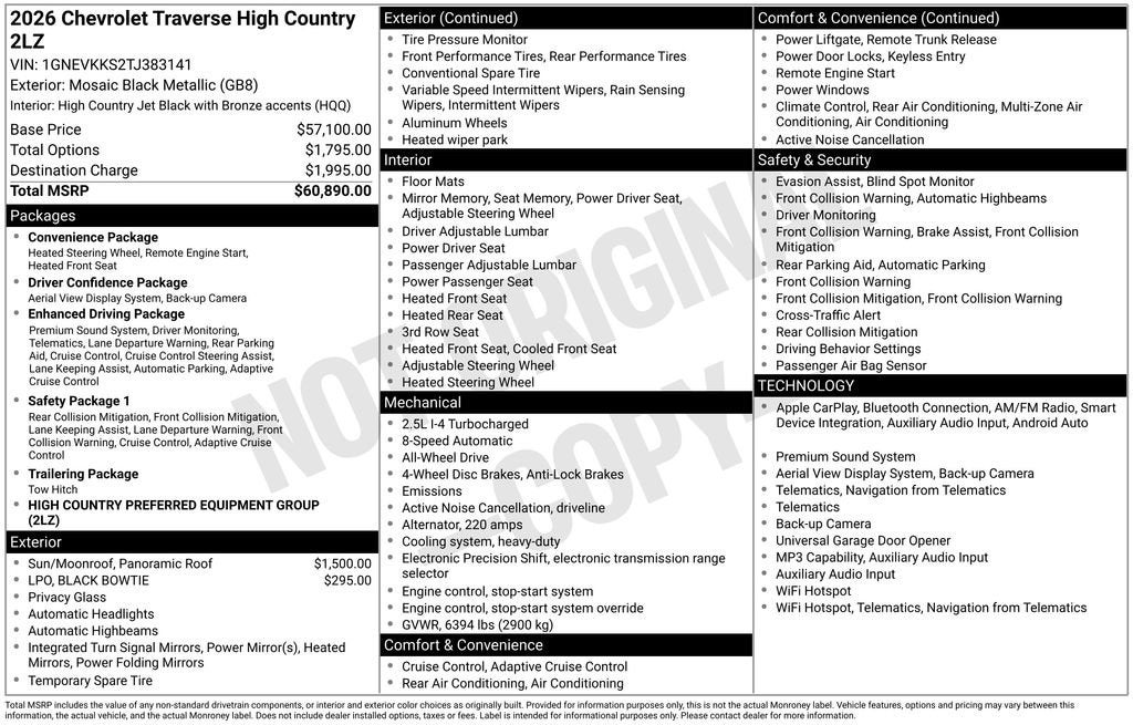2026 Chevrolet Traverse High Country